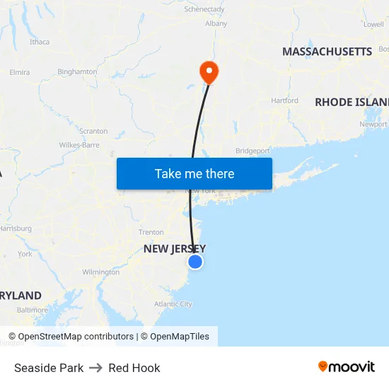 Seaside Park to Red Hook map