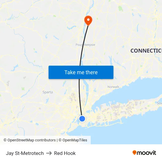 Jay St-Metrotech to Red Hook map