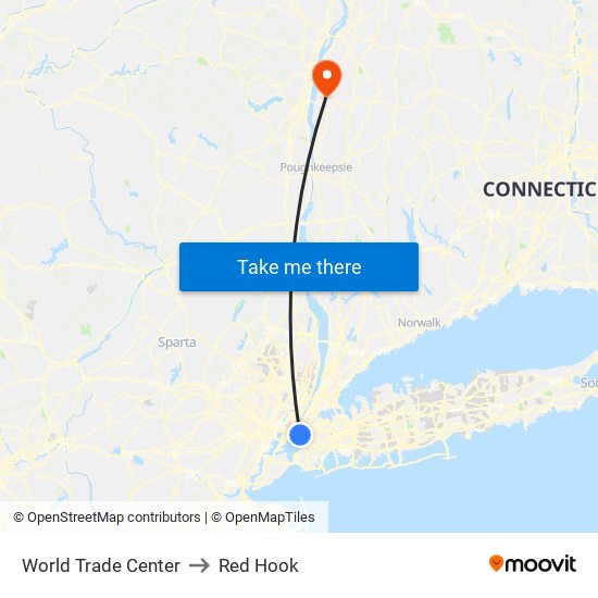 World Trade Center to Red Hook map