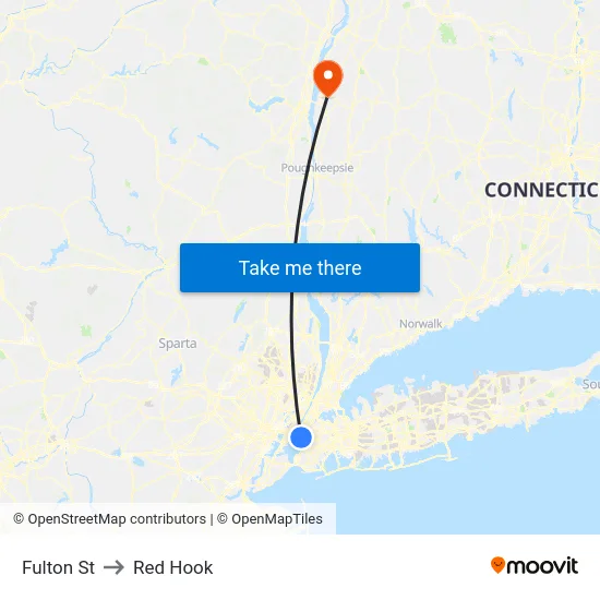 Fulton St to Red Hook map