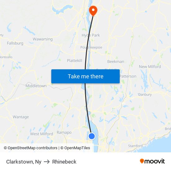 Clarkstown, Ny to Rhinebeck map