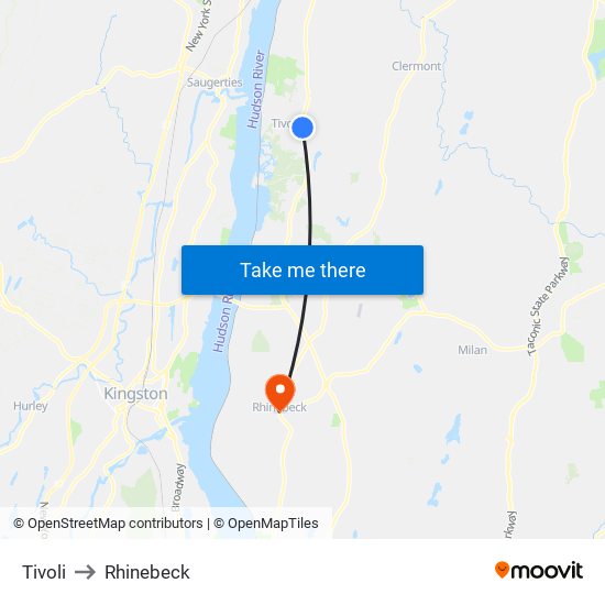 Tivoli to Rhinebeck map