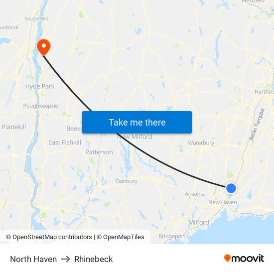 North Haven to Rhinebeck map