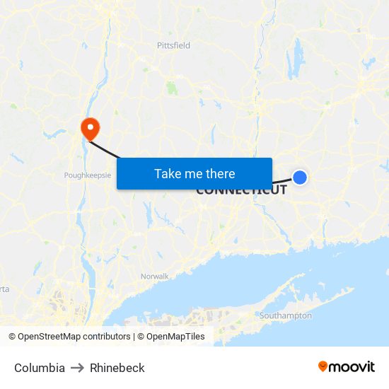 Columbia to Rhinebeck map