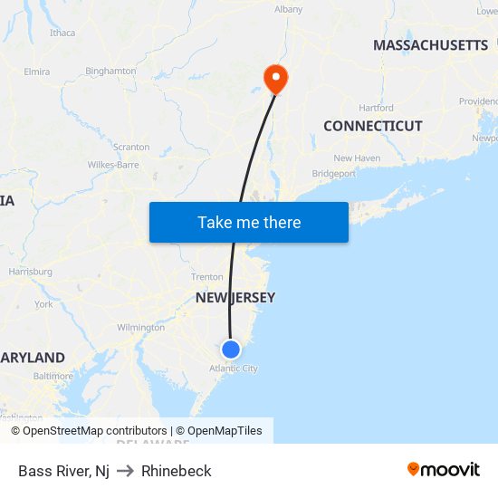 Bass River, Nj to Rhinebeck map