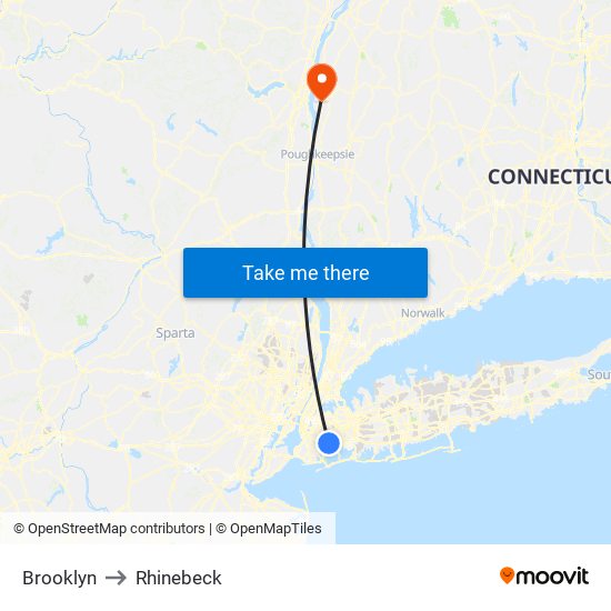 Brooklyn to Rhinebeck map