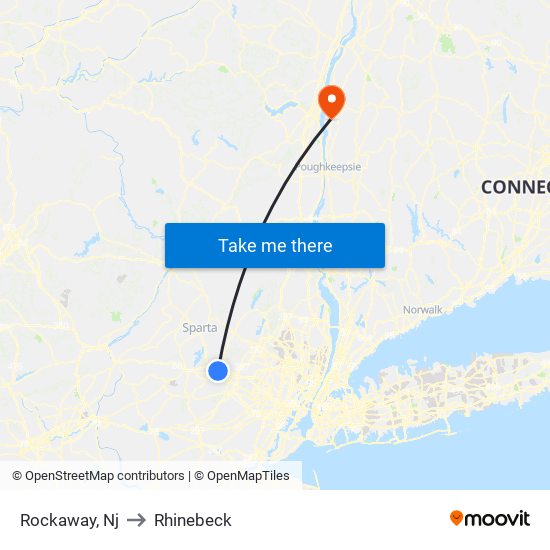 Rockaway, Nj to Rhinebeck map