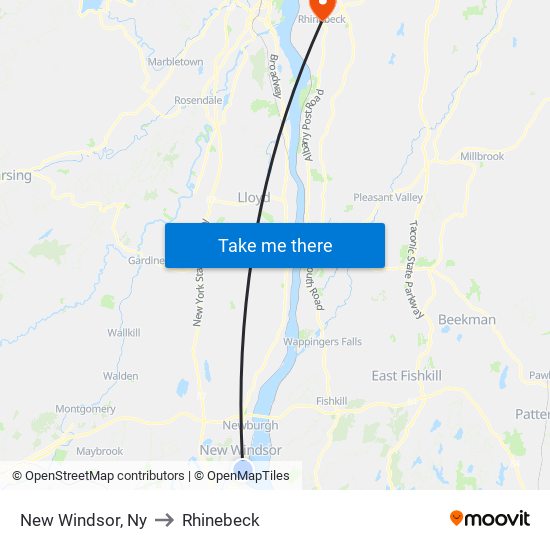 New Windsor, Ny to Rhinebeck map
