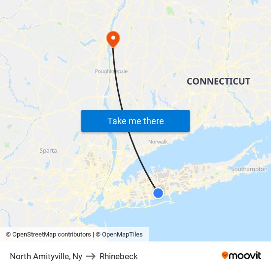 North Amityville, Ny to Rhinebeck map