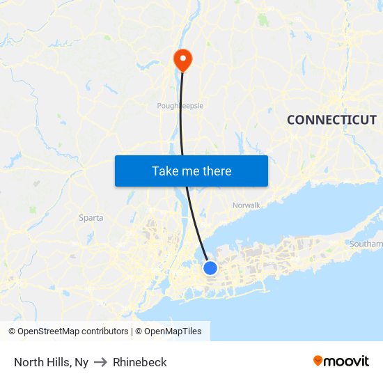 North Hills, Ny to Rhinebeck map