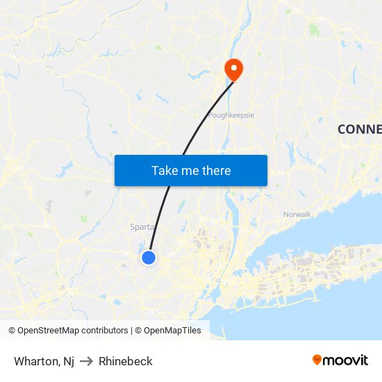 Wharton, Nj to Rhinebeck map