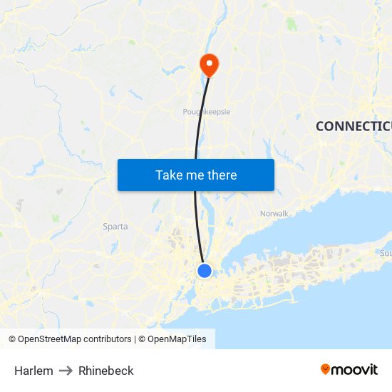 Harlem to Rhinebeck map