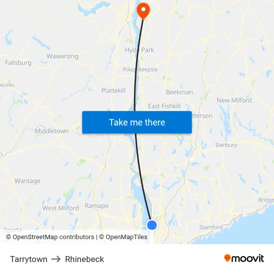 Tarrytown to Rhinebeck map
