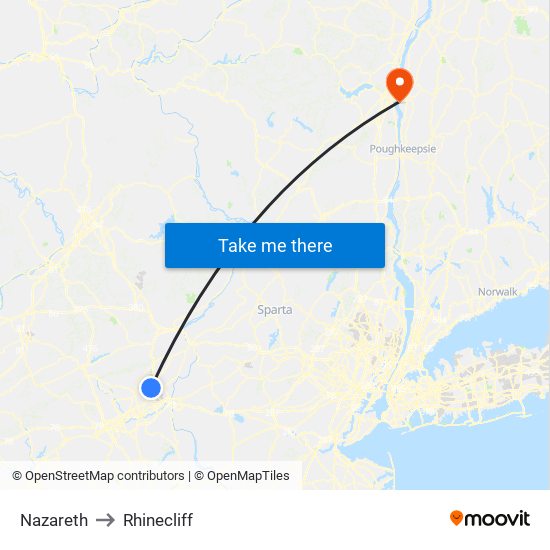 Nazareth to Rhinecliff map