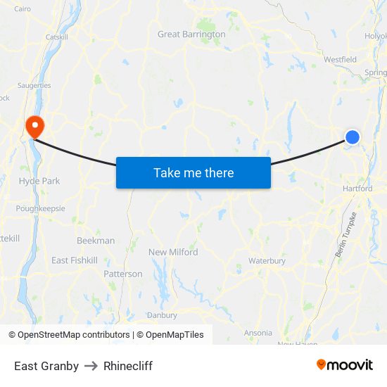 East Granby to Rhinecliff map