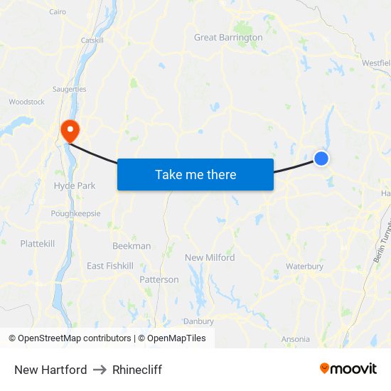 New Hartford to Rhinecliff map