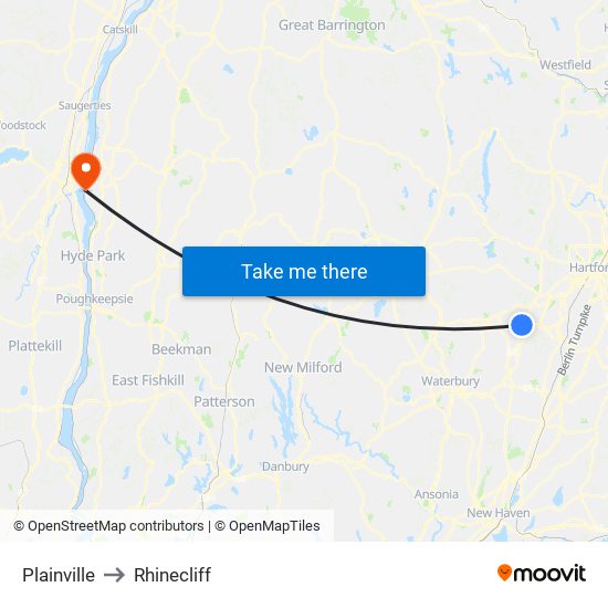 Plainville to Rhinecliff map