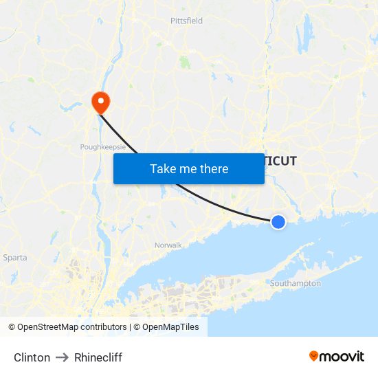 Clinton to Rhinecliff map