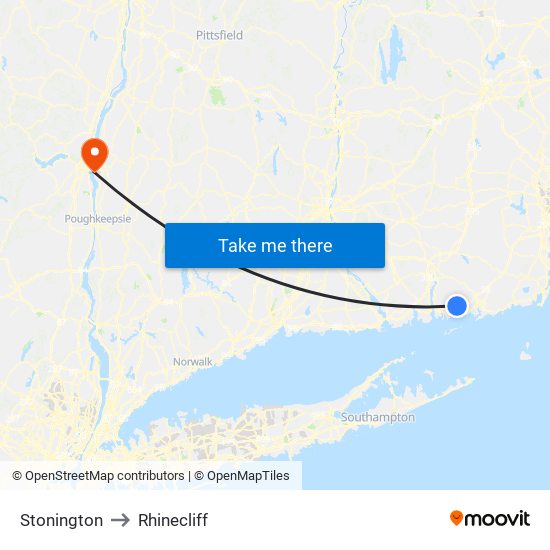 Stonington to Rhinecliff map