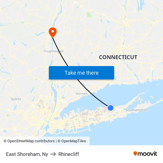 East Shoreham, Ny to Rhinecliff map