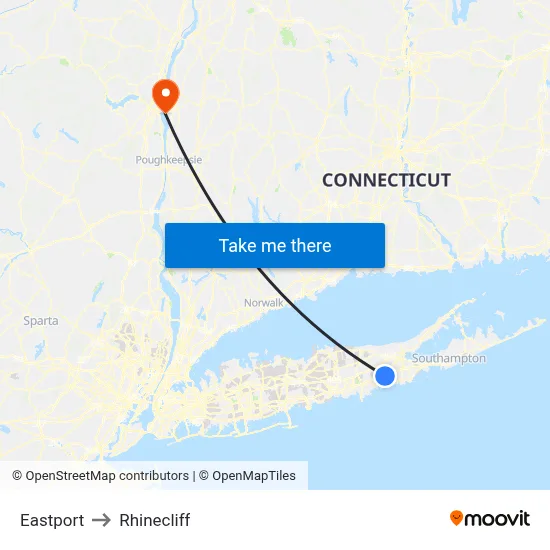 Eastport to Rhinecliff map