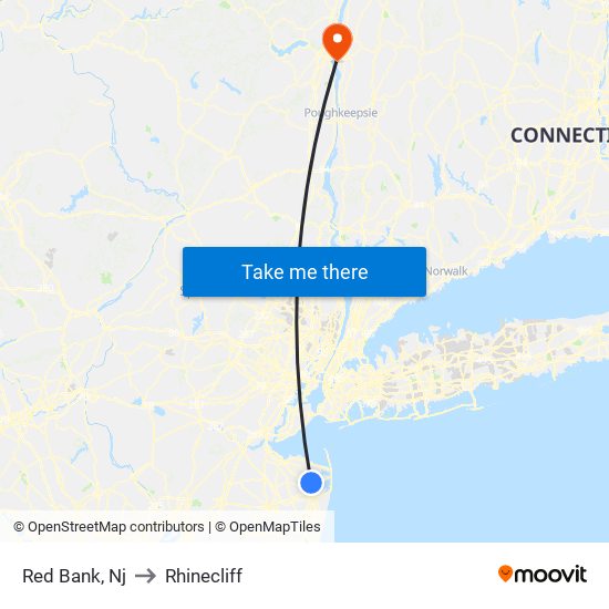 Red Bank, Nj to Rhinecliff map