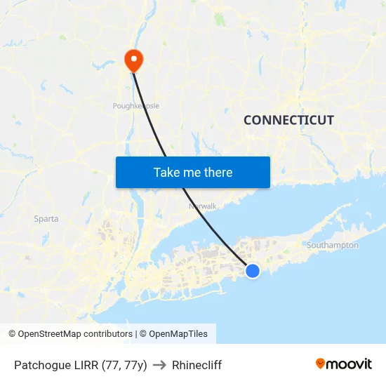 Patchogue LIRR (77, 77y) to Rhinecliff map