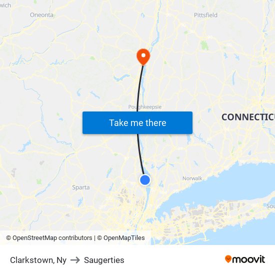 Clarkstown, Ny to Saugerties map