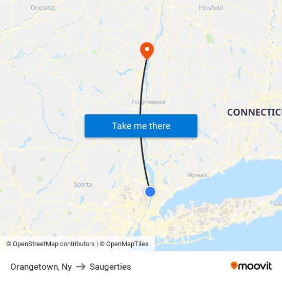 Orangetown, Ny to Saugerties map