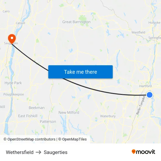 Wethersfield to Saugerties map
