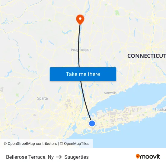 Bellerose Terrace to Saugerties map