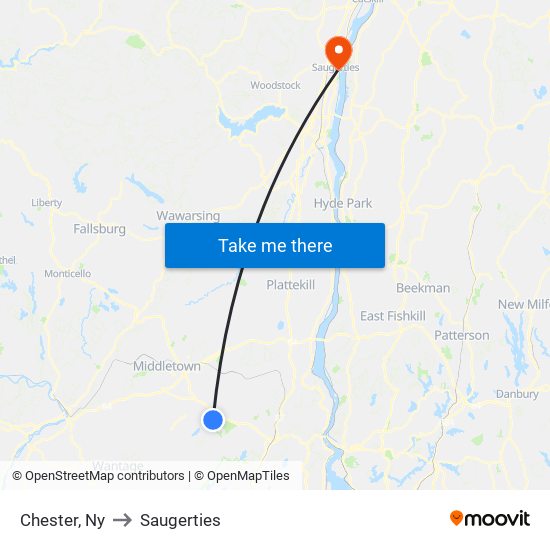 Chester, Ny to Saugerties map