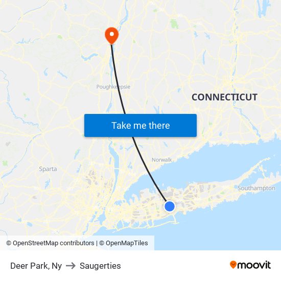 Deer Park, Ny to Saugerties map