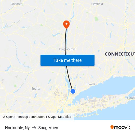 Hartsdale, Ny to Saugerties map