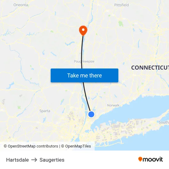 Hartsdale to Saugerties map