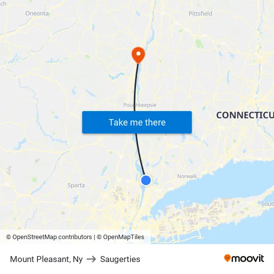 Mount Pleasant to Saugerties map