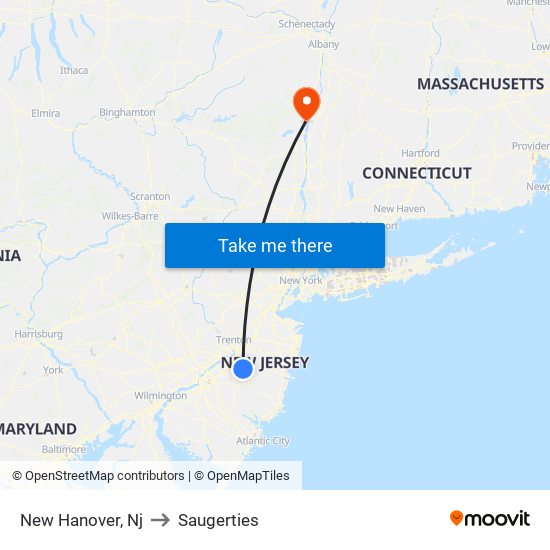 New Hanover, Nj to Saugerties map