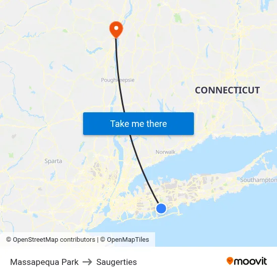 Massapequa Park to Saugerties map