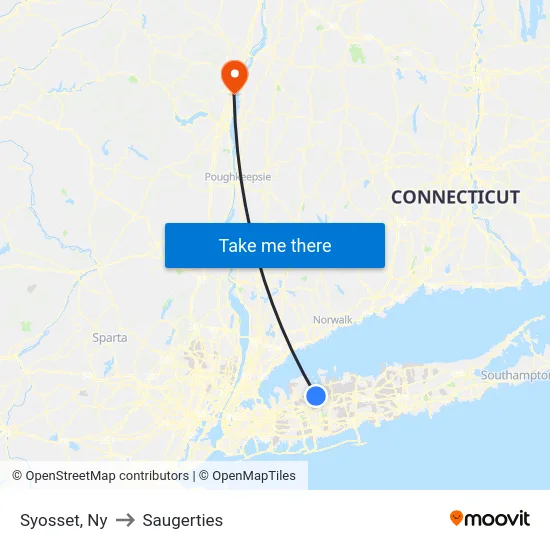 Syosset to Saugerties map