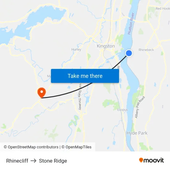 Rhinecliff to Stone Ridge map