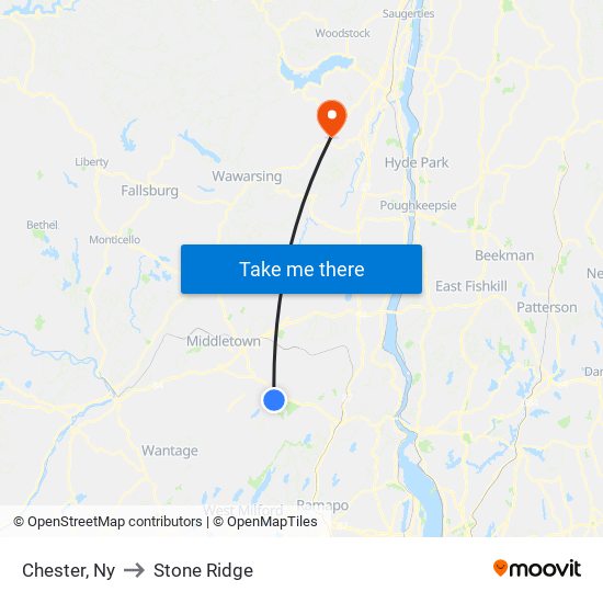 Chester, Ny to Stone Ridge map