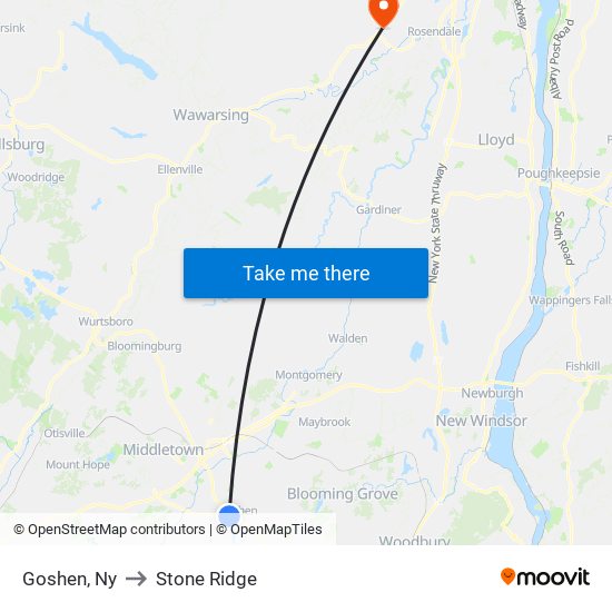 Goshen, Ny to Stone Ridge map