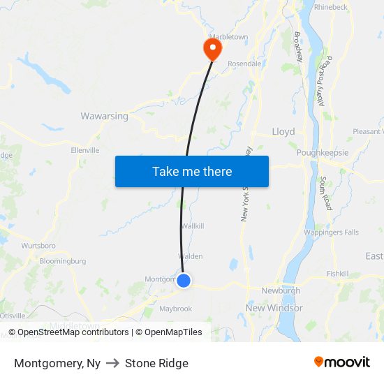 Montgomery, Ny to Stone Ridge map