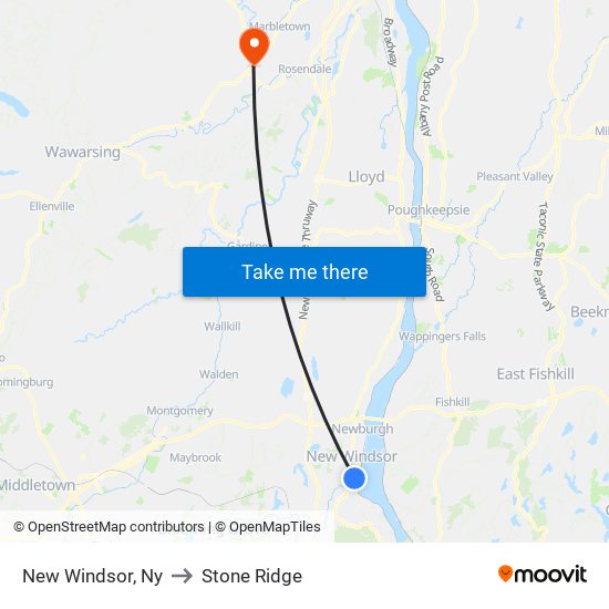 New Windsor, Ny to Stone Ridge map