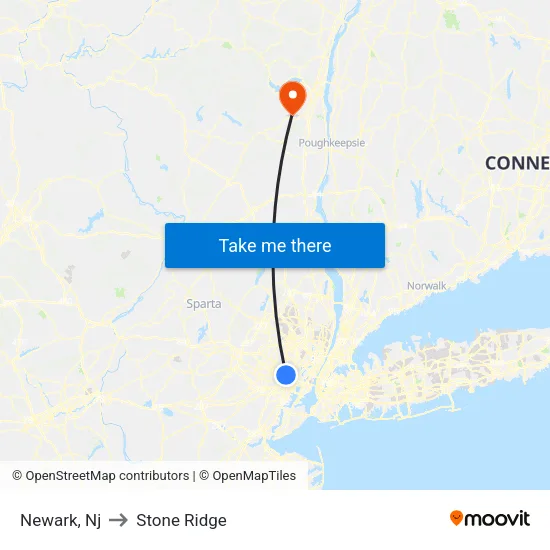 Newark to Stone Ridge map