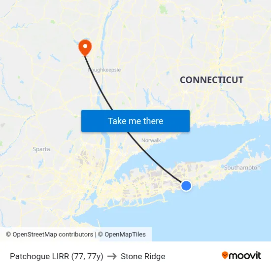 Patchogue LIRR (77, 77y) to Stone Ridge map