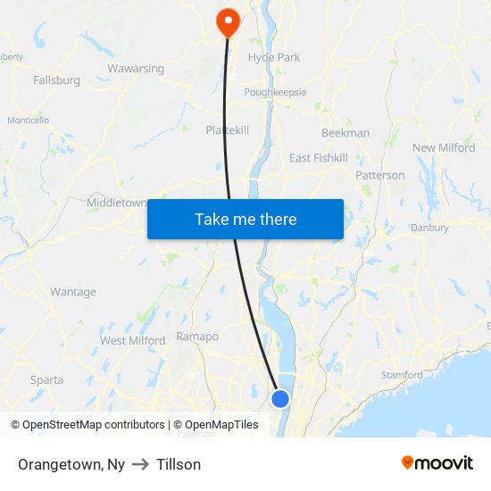 Orangetown, Ny to Tillson map