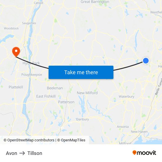 Avon to Tillson map