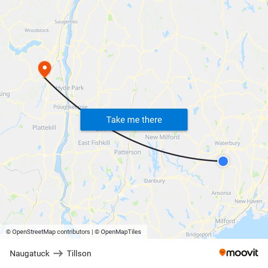 Naugatuck to Tillson map