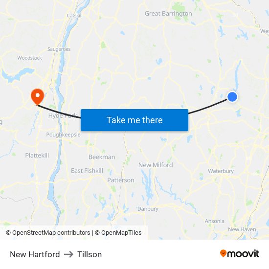 New Hartford to Tillson map